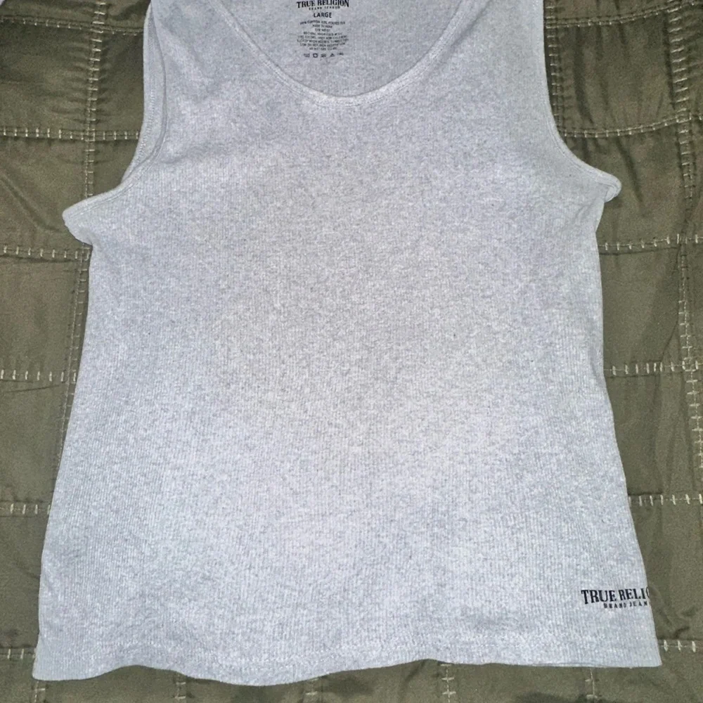 True Religion Men's Grey Ribbed Tank - Size L